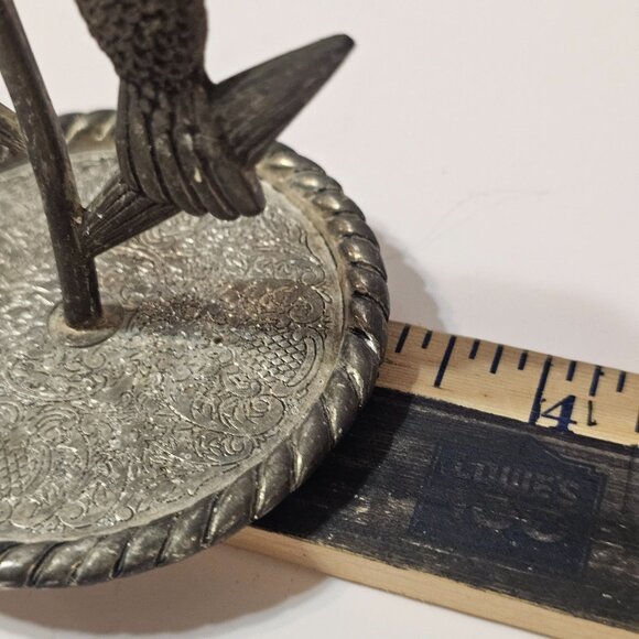 Hummingbird & Flower Figurine Silver-Tone Metal Jewelry Holder Or Paperweight Wi - Picture 6 of 7